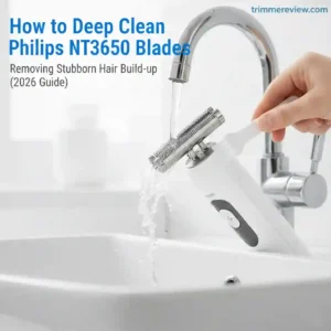Step-by-step process of How to Deep Clean Philips NT3650 Blades using water and brush