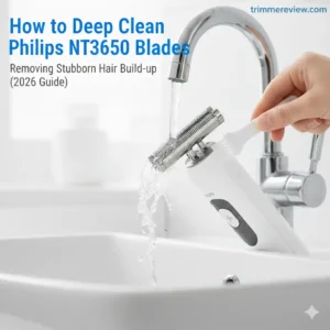 Step-by-step process of How to Deep Clean Philips NT3650 Blades using water and brush