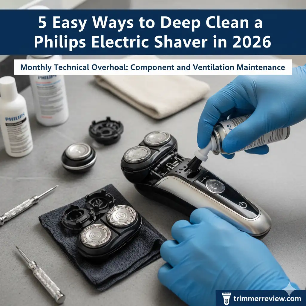 Monthly technical overhaul of a Philips electric shaver focusing on component and ventilation maintenance.