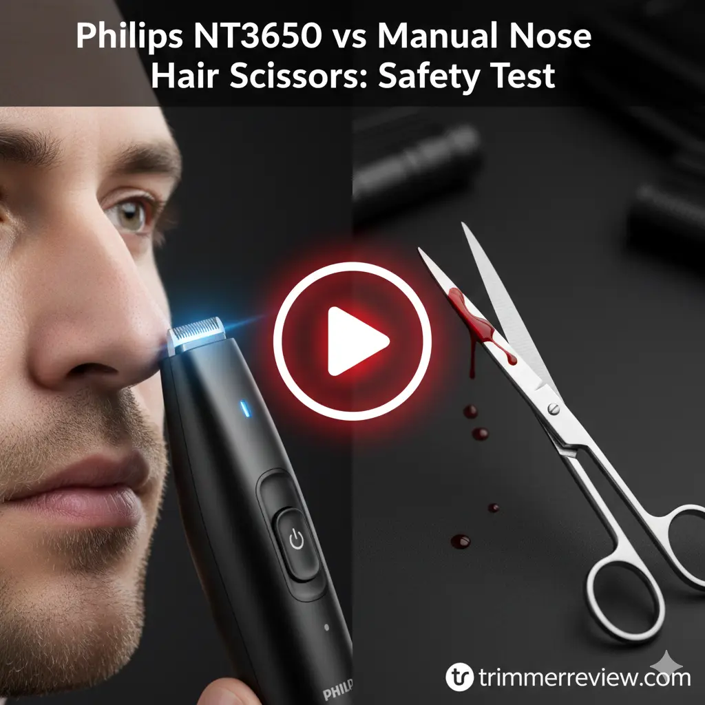 Philips NT3650 vs Manual Nose Hair Scissors video comparison