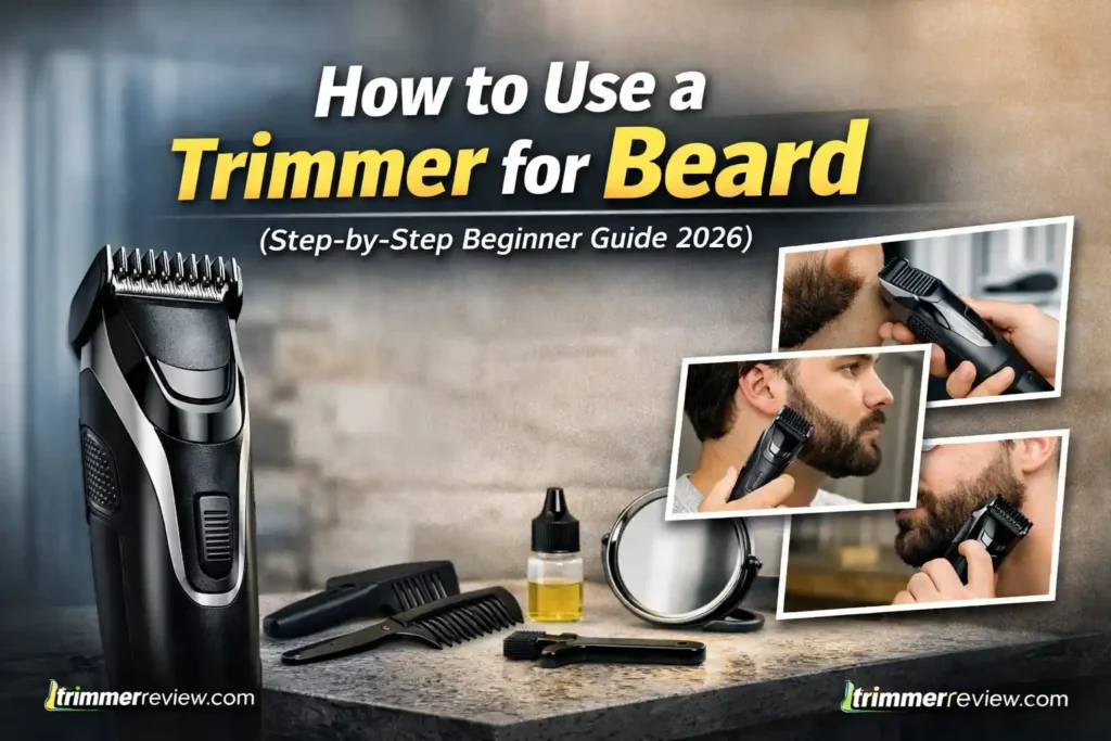 how to use a trimmer for beard step by step guide showing beard trimming process