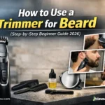 how to use a trimmer for beard step by step guide showing beard trimming process