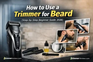how to use a trimmer for beard step by step guide showing beard trimming process