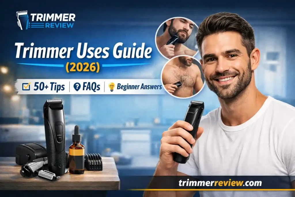 trimmer uses guide 2026 showing beard and body grooming with electric trimmer