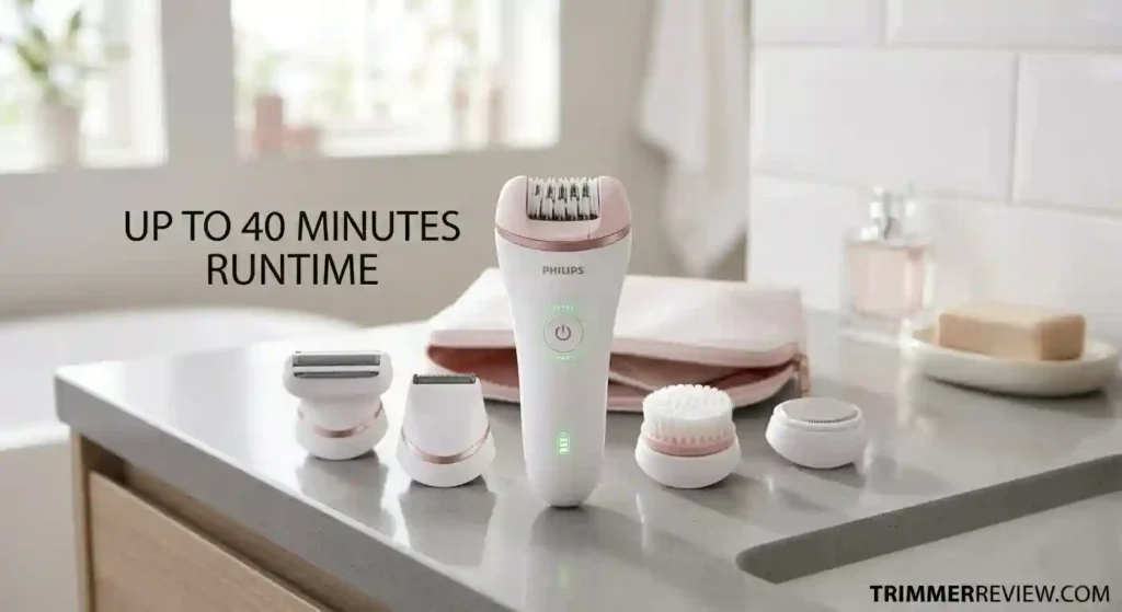 Philips 5-in-1 Epilator for Women (2026) cordless battery and charging performance review.